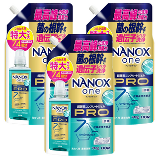 LION 獅王 NANOX one PRO超濃縮抗菌洗衣精 補充包 加強去漬, 740g, 3包