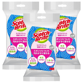 3M Scotch-Brite 百利 潔力豆海綿菜瓜布, 藍色, 3個, 1個裝