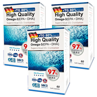 詠安大醫 德國極寶魚油軟膠囊, 60顆, 0.75g, 3盒