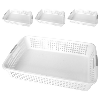 Deco 多用途長方形收納籃 3號, 白色, 4個