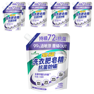 皂福 Eco Living 洗衣肥皂精 抗菌防蟎 南法田園香, 6個, 1.2kg