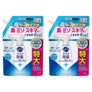 Kao 花王 Cucute 珂珂透 Clear 殺菌泡沫洗碗精補充包 微香型, 650ml, 2包