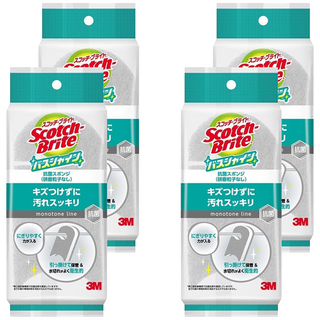3M Scotch-Brite 百利 衛浴亮光抗菌海綿, 4個, 1個裝, 灰色