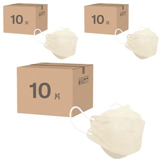 fuder 福德好罩 成人立體醫療級拋棄式/耳掛式三層過濾口罩, 杏色, 10片, 3組
