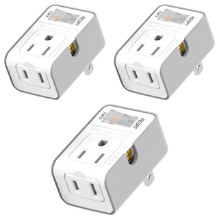 POLYWELL 寶利威爾 3變2插頭 帶開關轉接頭 PW15-T05-A025, 白色, 3個