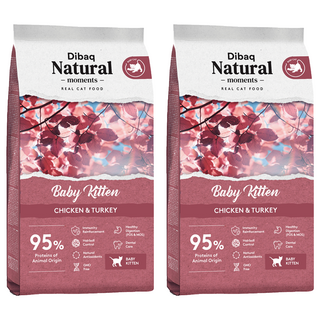 Dibaq Natural moments 自然嗑天然貓糧 幼貓配方, 雞肉+火雞肉, 2kg, 2袋