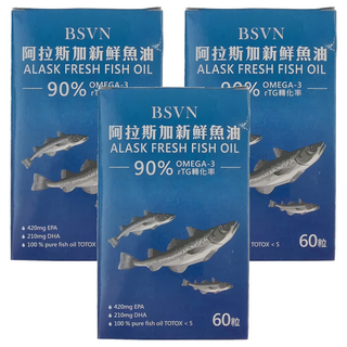 BSVN 貝夏瓦娜 阿拉斯加新鮮魚油 軟膠囊, 60顆, 3盒