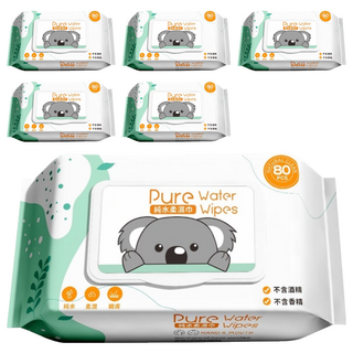 JOYFUL NAPKIN 悅棉 純水柔濕巾 綠色, 1入, 6包, 60g