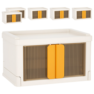 BangJiaShi 幫家適 免安裝可堆疊 桌上迷你雙開折疊收納盒 ins 雜物收納盒, 橙色, 6個