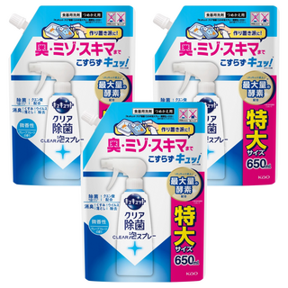 Kao 花王 Cucute 珂珂透 Clear 殺菌泡沫洗碗精補充包 微香型, 650ml, 3包