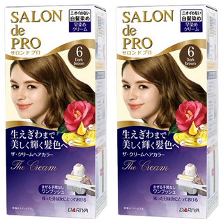 DARIYA 塔莉雅 SALON de PRO 沙龍級白髮專用快速染髮霜, 6 黑褐棕, 2盒