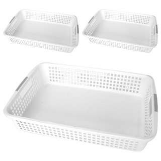 Deco 多用途長方形收納籃 3號, 白色, 3個