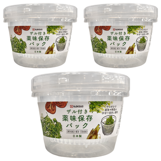 NAKAYA 圓型雙層瀝水保鮮盒 K-340, 3個, K-340, 112 x 85mm, 500ml