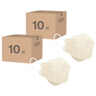 fuder 福德好罩 成人立體醫療級拋棄式/耳掛式三層過濾口罩, 杏色, 10片, 2組