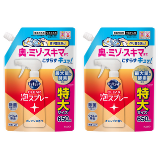 Kao 花王 CLEAR 除菌泡沫噴霧型洗碗精 柑橘 補充裝, 2個, 650ml