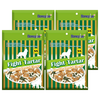 Boneplus 綜合雙色潔牙骨結平裝包 SS, 綜合, 4個, 100g