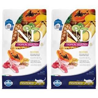 N&D 幼貓 FTC0天然熱帶水果系列 乾飼料, 羊肉木瓜, 300g, 2包