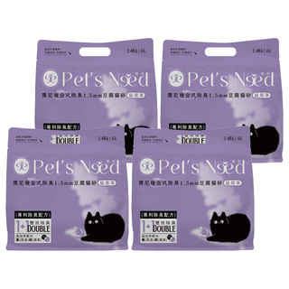 Pet's Need 霈尼寵物 複合式除臭豆腐貓砂, 鼠尾草, 6L, 4包