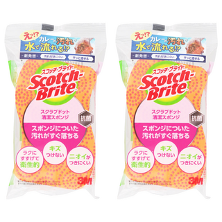 3M Scotch-Brite 百利 潔力豆海綿菜瓜布, 橙色, 2個, 1個裝