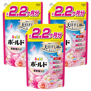 Bold 日本原裝進口 超濃縮衣物芳香洗衣精 牡丹花香 補充包 粉紅色, 3個, 1.58kg