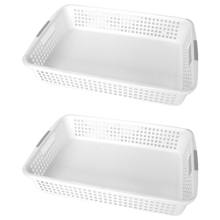 Deco 多用途長方形收納籃 3號, 白色, 2個