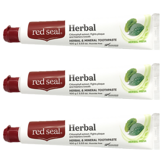 red seal 紅印 草本防蛀牙膏, 100g, 3條