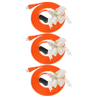 PowerSync 包爾星克 2P 1擴3帶燈防水蓋動力延長線 TPSIN3DN3100, 3個, 10m, 橘色