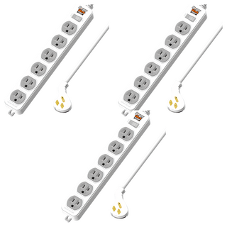 PowerWork 動力工廠 1切6座15A延長線 3P, 2.7m, 白色, 3條