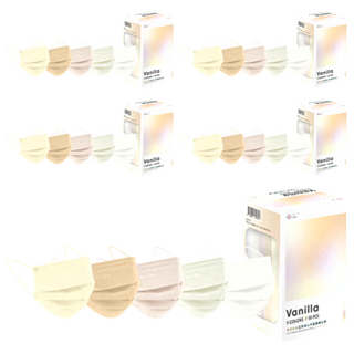 EYL'S 艾爾絲 五色成人平面醫療口罩, 香草奶油, 5盒, 50片