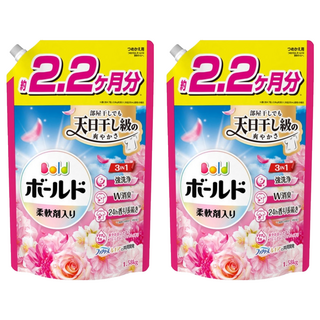 Bold 日本原裝進口 超濃縮衣物芳香洗衣精 牡丹花香 補充包 粉紅色, 2個, 1.58kg
