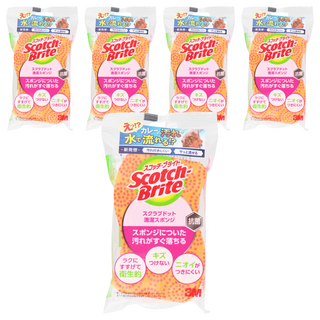 3M Scotch-Brite 百利 潔力豆海綿菜瓜布, 橙色, 5個, 1個裝