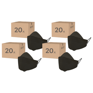 4D魚型口罩 11, 黑色, 20片, 4個