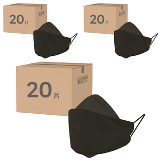 4D魚型口罩 11, 黑色, 20片, 3個