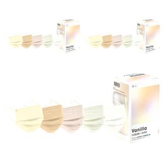 EYL'S 艾爾絲 五色成人平面醫療口罩, 香草奶油, 3盒, 50片