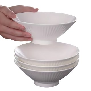 Liribing 純白陶瓷麵碗4件組, 1組, 白色