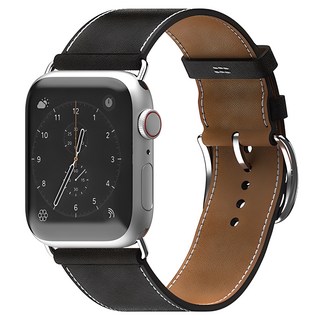 Sinjimoru 蘋果手錶 單圈皮革錶帶, 黑色, 1條