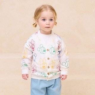 milkmile 迪士尼兒童款Baby米奇與好朋友彩色線條針織開襟衫