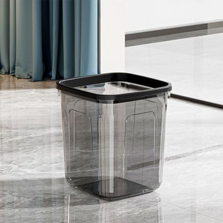 마메 봉투 고정 오픈형 다용도 투명 사각 휴지통, 투명 블랙