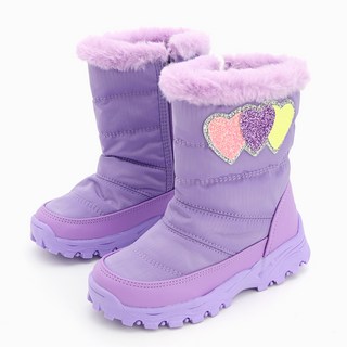 童款閃亮愛心防寒絨毛靴
