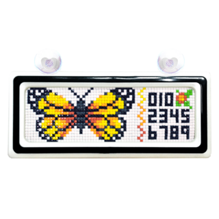 Blingbling 雙色車牌停車寶石十字繡 DIY套組, 黃色蝴蝶 + 白色黑色, 1套