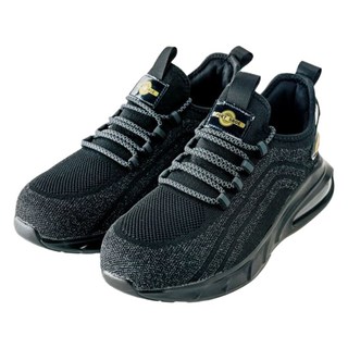 TEC ONE 超輕量鋼頭鞋 高彈氣墊大底 飛織網布反光鞋面 黑色 930g, 28.7cm