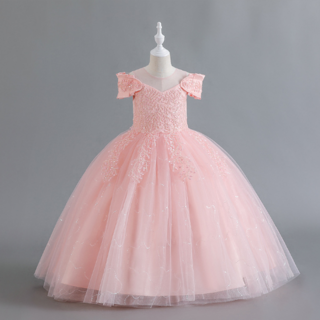 ORANGEDAMOM 女童閃亮串珠後背蝴蝶結洋裝