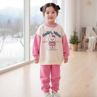 KIDSCOMO 兒童刷毛迷你兔子上衣褲子套裝