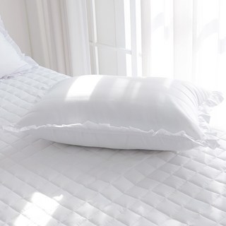 SCOHOme 韓國製造 純棉 Cotton Soul 絎縫枕頭套 + 枕芯套組, 白色, 1套