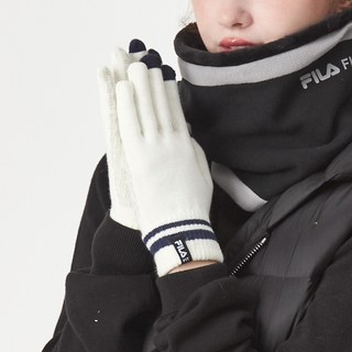 FILA 斐樂 男款合身針織觸控手套 雙手穿戴組, 象牙白, 1個