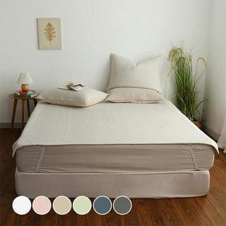 韓國 amante 經典2 條紋絎縫顏料染床墊, 豆漿白