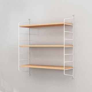 Market Plan 簡約鋼木壁掛式層架, 木頭色, 3層