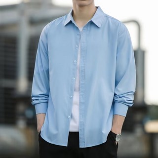 Goodif 男款柔和色調素色寬鬆襯衫