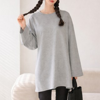 Lalaon 女款棉質圓領寬鬆長袖長版T恤 25TSP3595