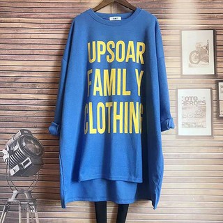 大字母印花寬鬆版型孕婦上衣長袖長版T恤